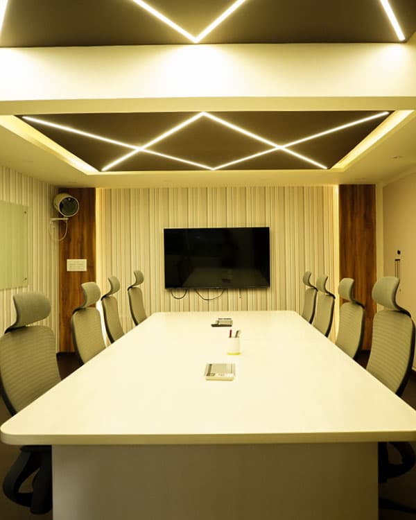 Regal conference room with TV screen and seating